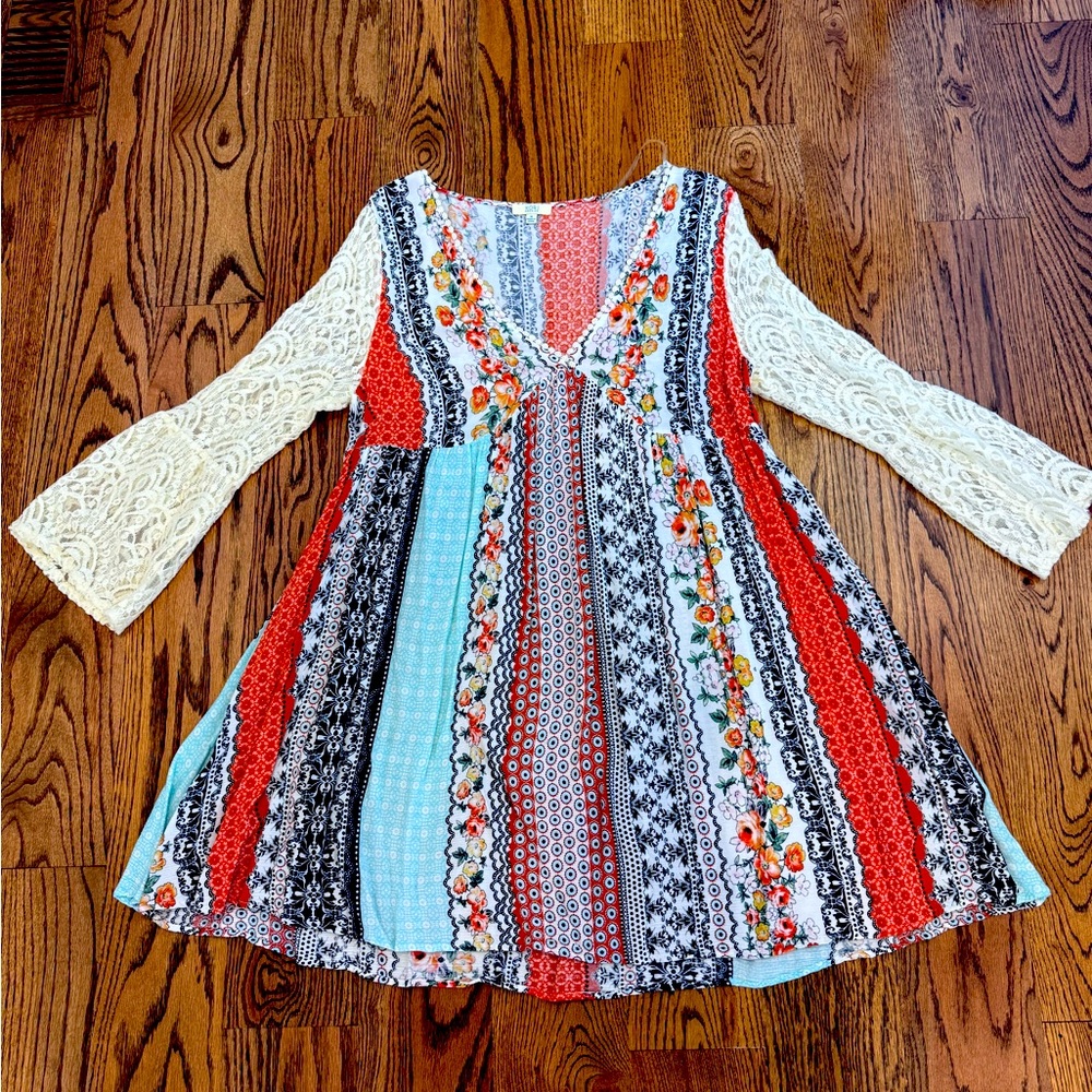 Kori boho swing dress- beautiful multi color fabric